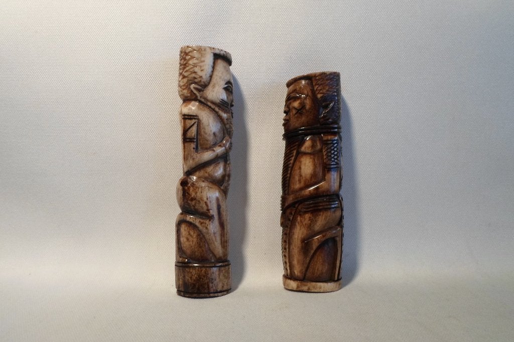 Voorouder beelden Been Lega Volk Congo, Ritueel object, Afrika, Ophalen of Verzenden, 14 cm