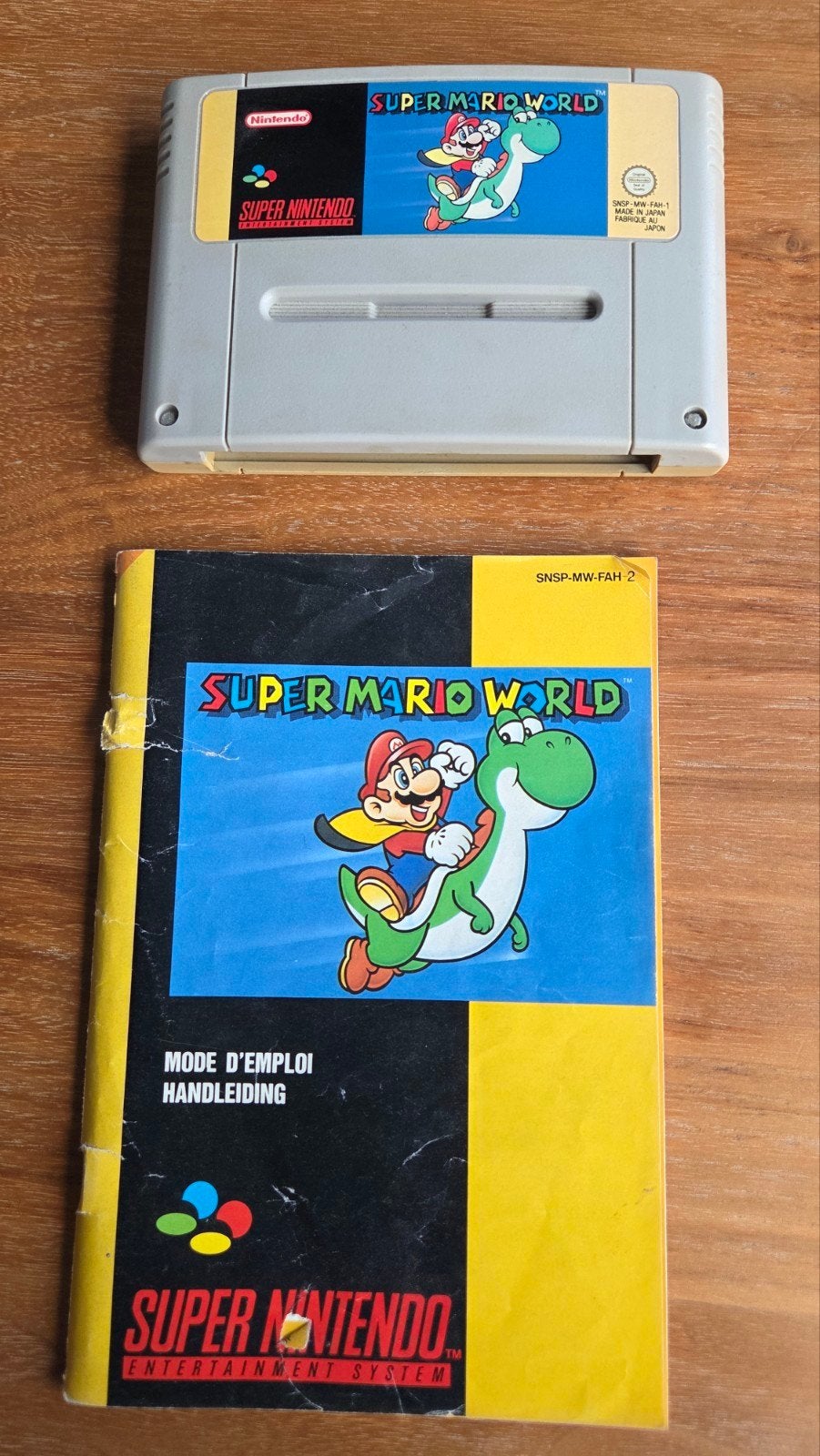 Super Mario World SNES met handleiding, Gebruikt, 1 speler, Ophalen of Verzenden, Vanaf 3 jaar