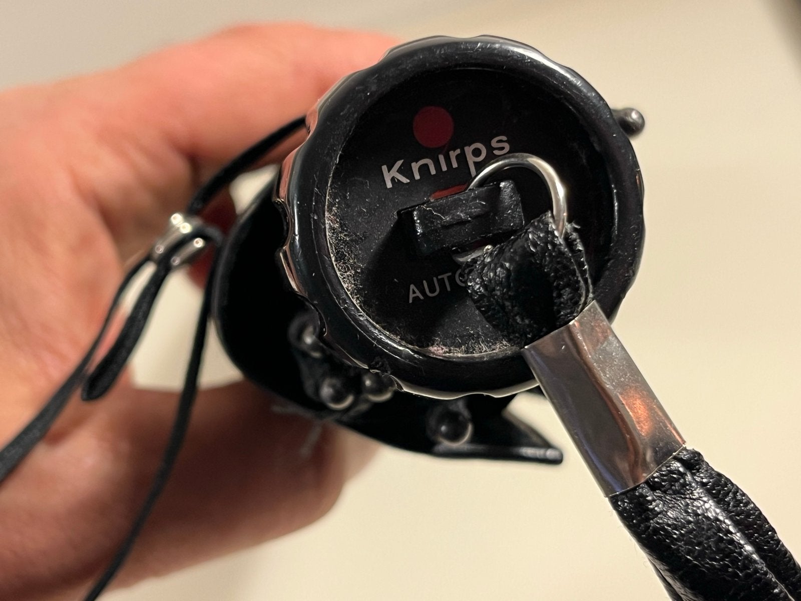 Vintage Knirps opvouwbare paraplu met leren hoes, Ophalen of Verzenden, Zo goed als nieuw, Zwart