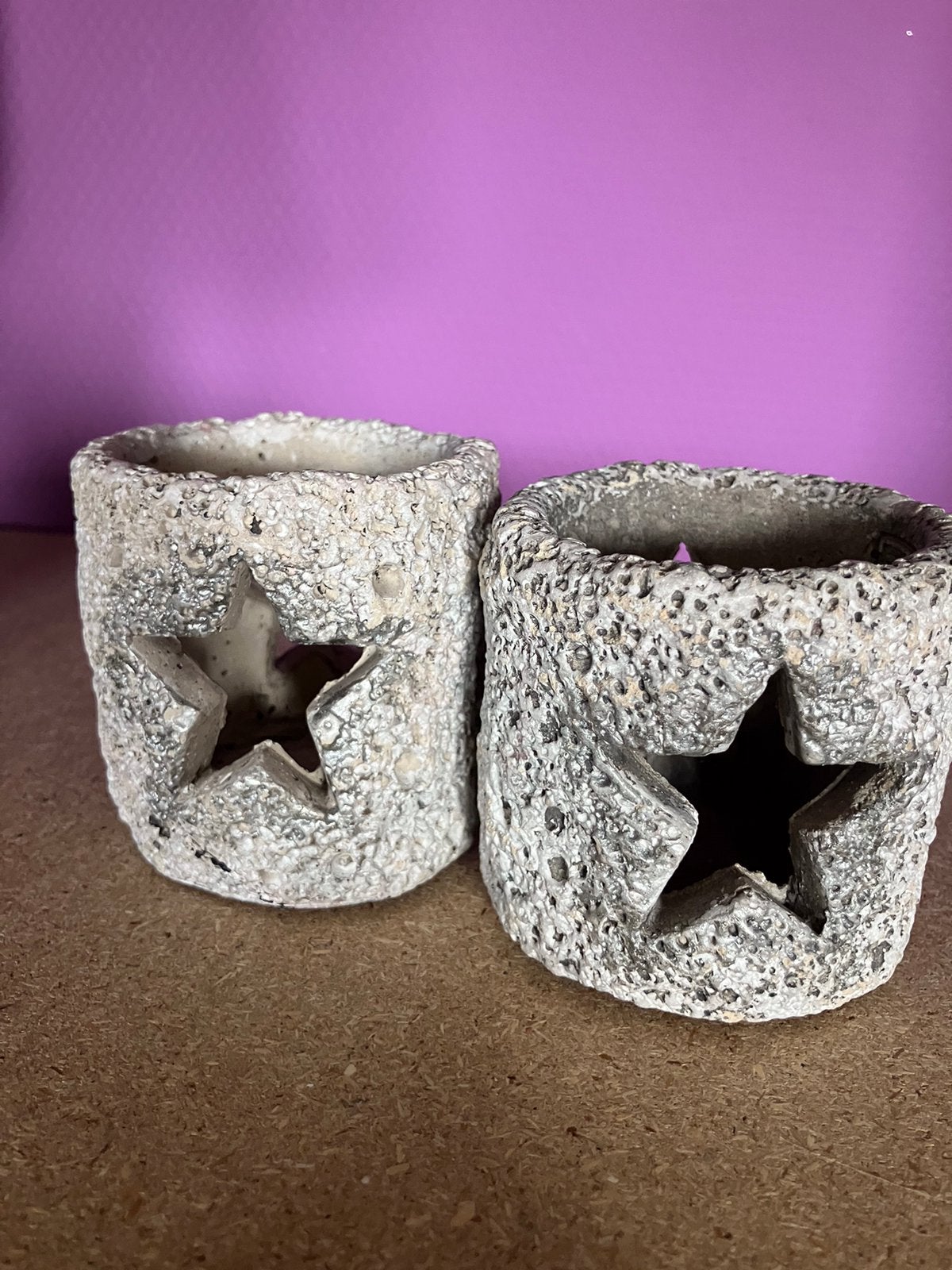 Z.g.a.n/stenen waxinelichthouders ster/PTMD, 8 cm, Waxinelichthouder, Ophalen of Verzenden, Zo goed als nieuw