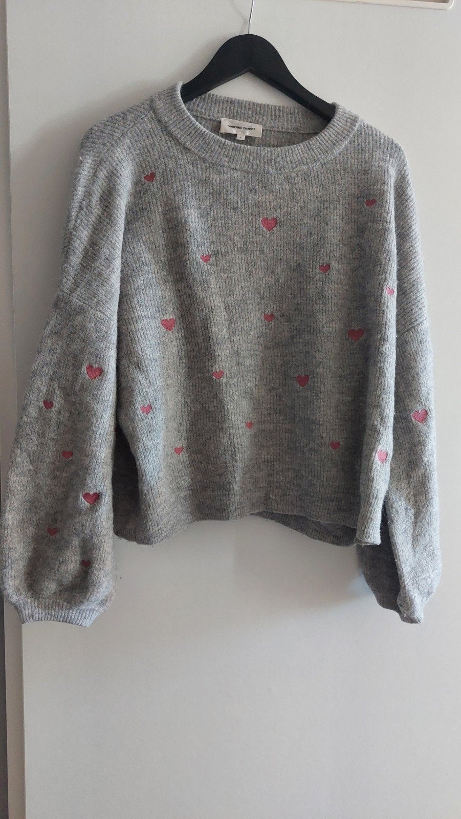 Fabienne Chapot Lidia Pullover - Grijs met hartjes, Fabienne Chapot, Ophalen of Verzenden, Zo goed als nieuw, Grijs