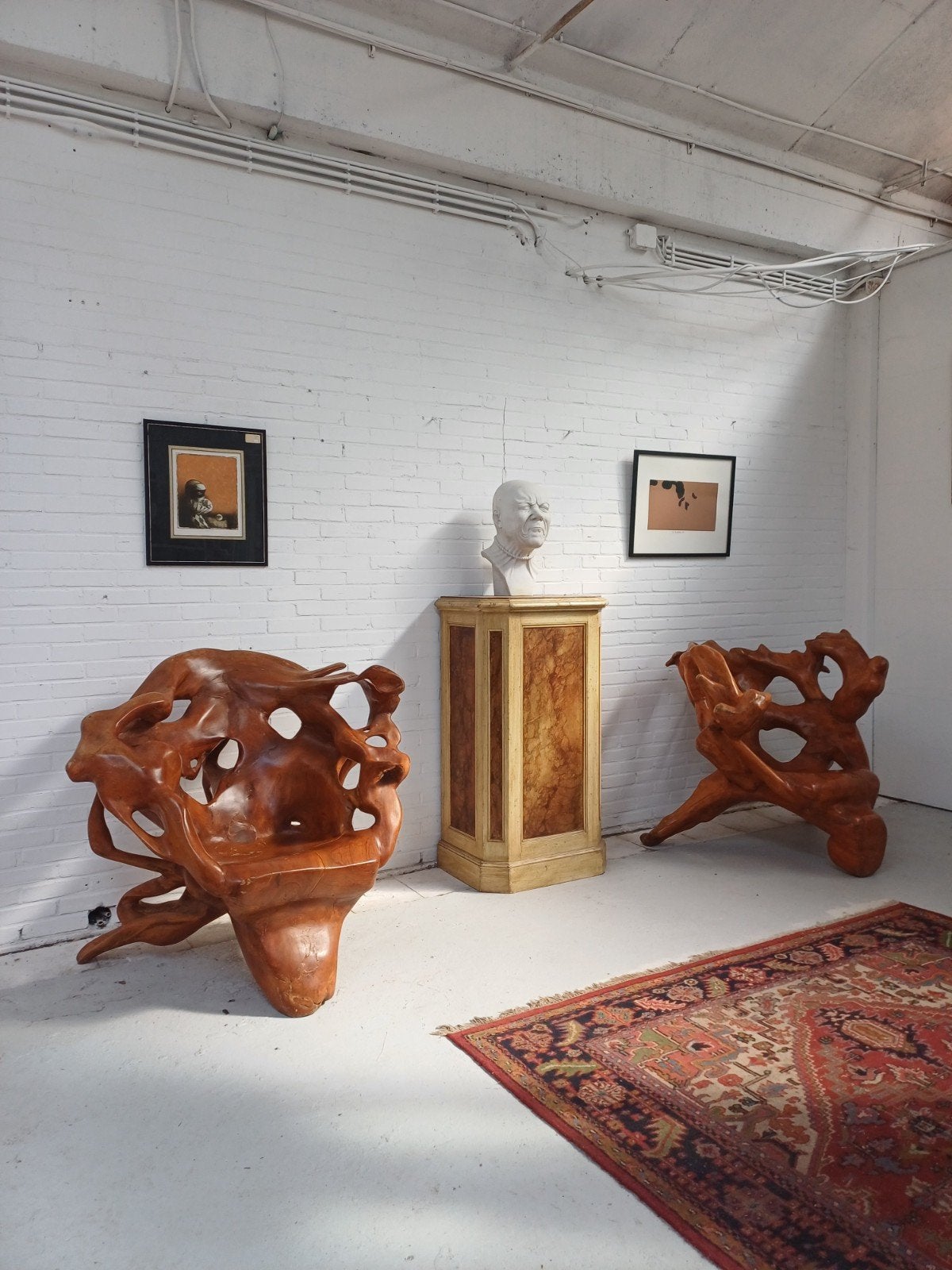 set van 2 wortelfauteuils, Ophalen