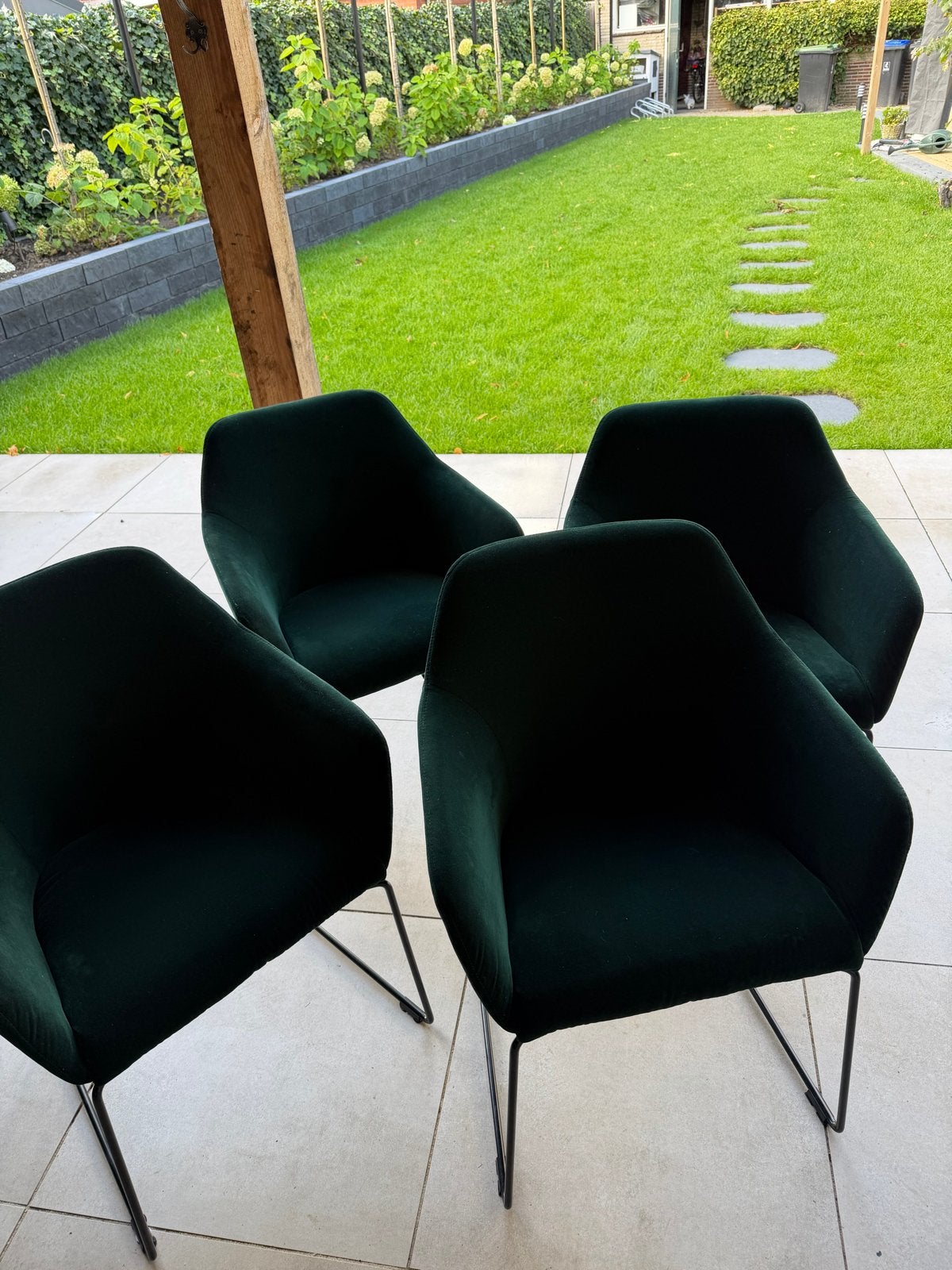 4 fluweelgroene IKEA stoelen - TOSSBERG, Ophalen, Gebruikt, Overige kleuren, Vier