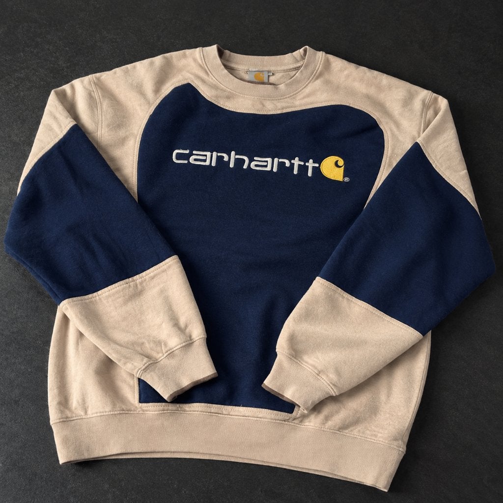 Carhartt Reworked Swirl Sweater - Navy/Beige - Maat XL, Beige, Carhartt, Maat 56/58 (XL), Ophalen of Verzenden
