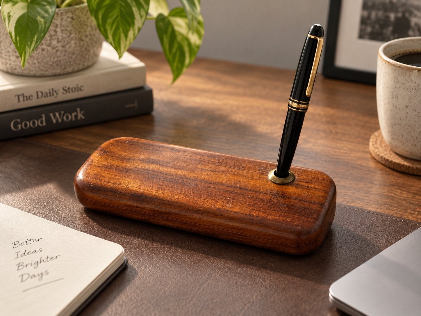 Vintage Mid-Century teak Nationale-Nederlanden pennenhouder, Ophalen of Verzenden