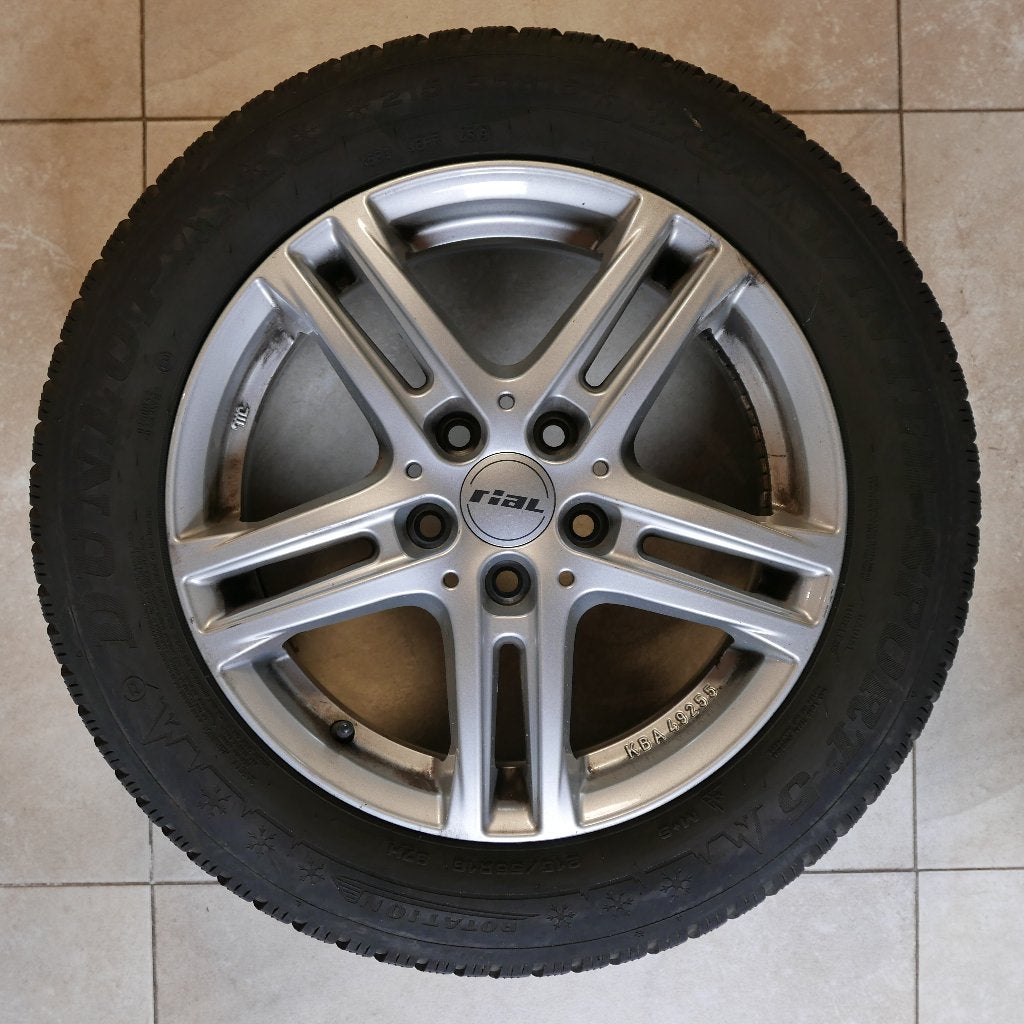 Lichtmetalen velgen Rial Bavaro + Dunlop Winterbanden, Auto-onderdelen, 16 inch, Banden en Velgen, Personenwagen, Gebruikt