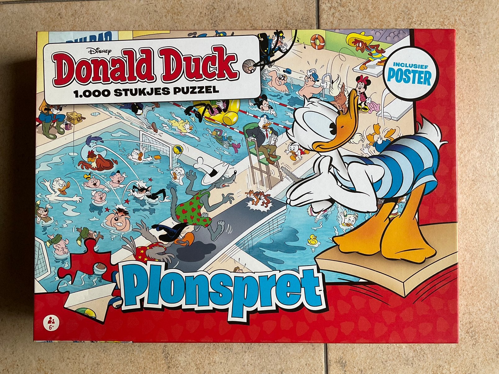 Puzzel 1000 stukjes Donald Duck “Plonspret”, Ophalen of Verzenden, 500 t/m 1500 stukjes, Zo goed als nieuw, Legpuzzel