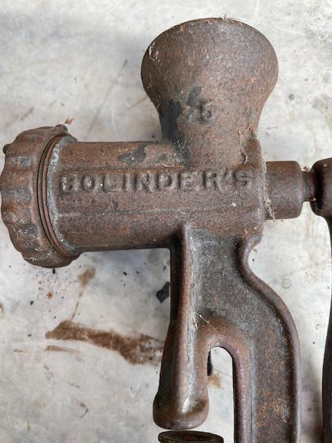 antieke giet ijzeren vleesmolen Bolinder Sweden, Antiek en Kunst, Ophalen of Verzenden