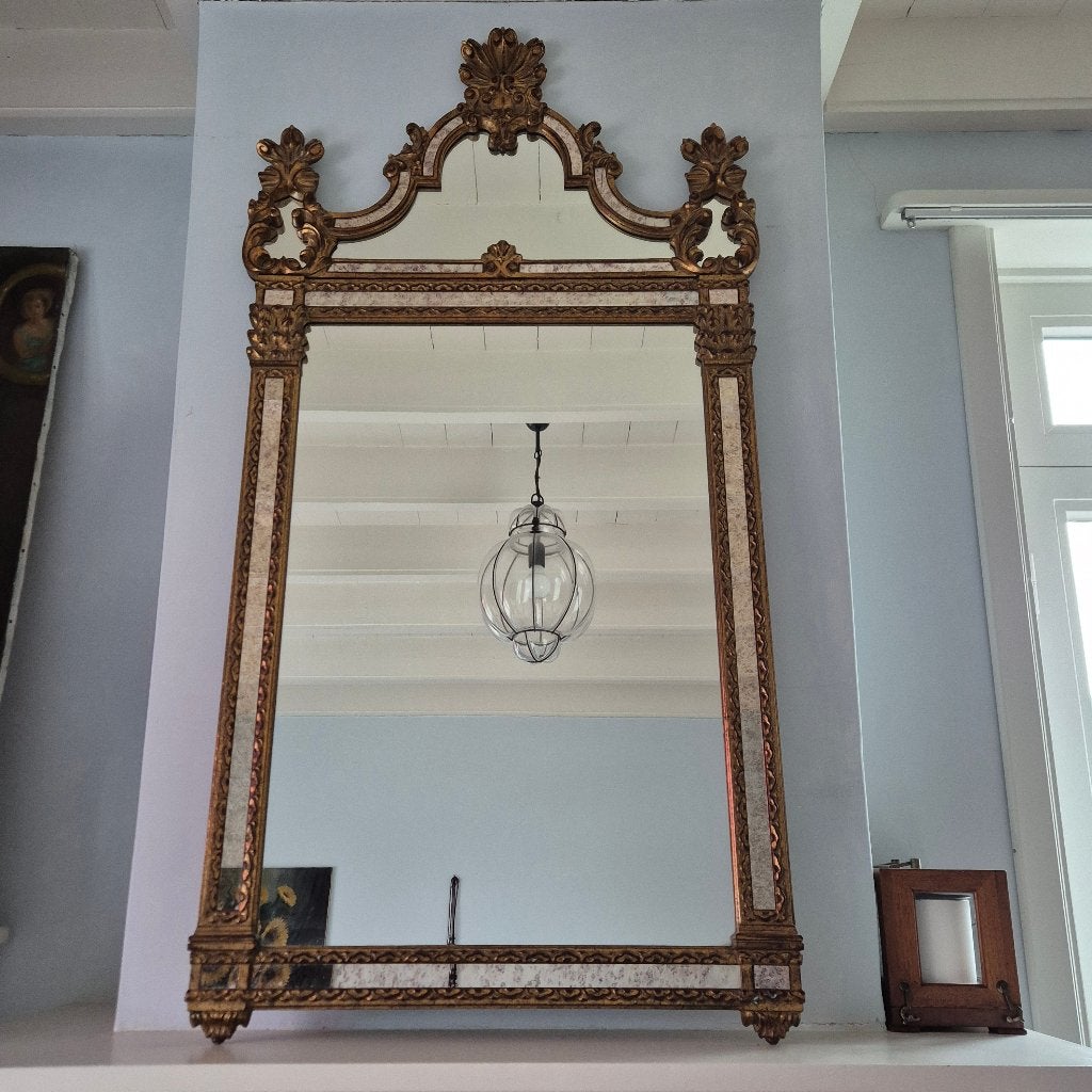 125hx65br Ranke schouwspiegel goudkleurige ornamenten, Ophalen, 100 tot 150 cm, Zo goed als nieuw, Overige vormen