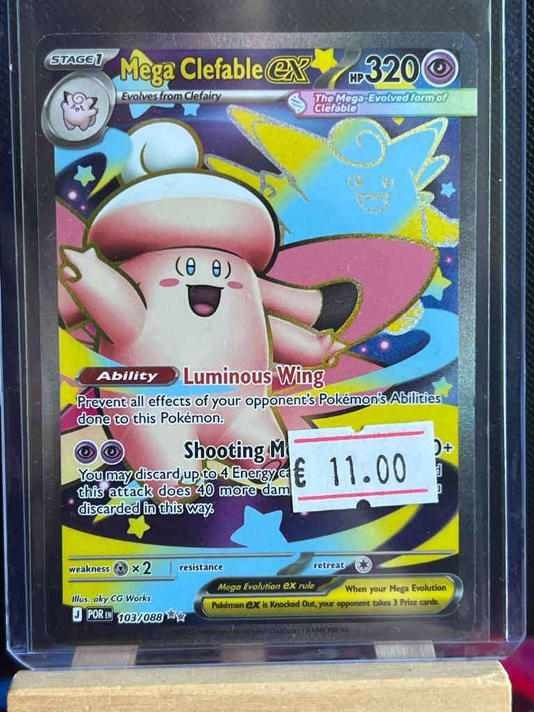 Mega Clefable EX Pokémon Kaart - Zeldzaam en Glanzend, Ophalen of Verzenden, Zo goed als nieuw, Losse kaart, Foil
