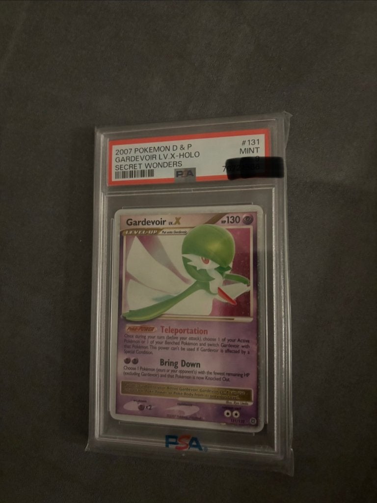 Gardevoir lv x psa 9 secret wonders pop 116, Ophalen of Verzenden, Zo goed als nieuw, Losse kaart, Foil