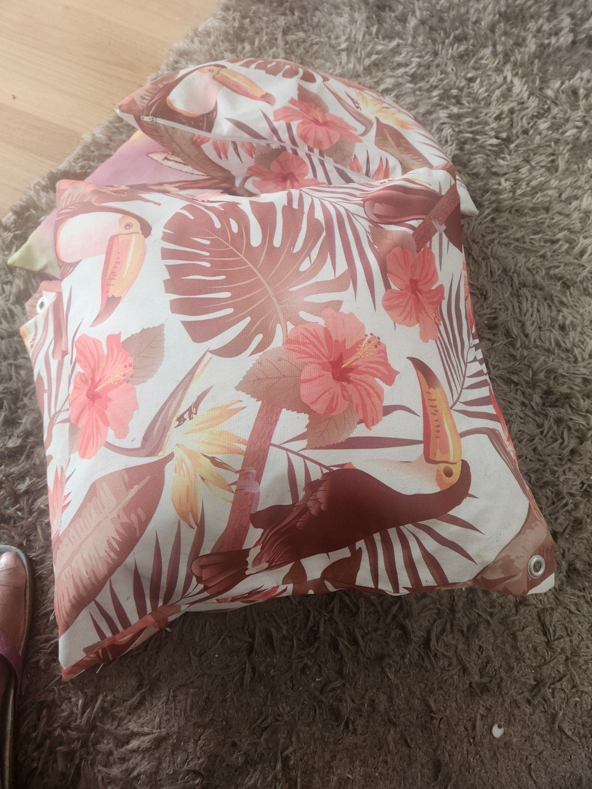 Set van 2 Tuinkussens met Tropische Print, Ophalen, Gebruikt, Meerkleurig, Vierkant
