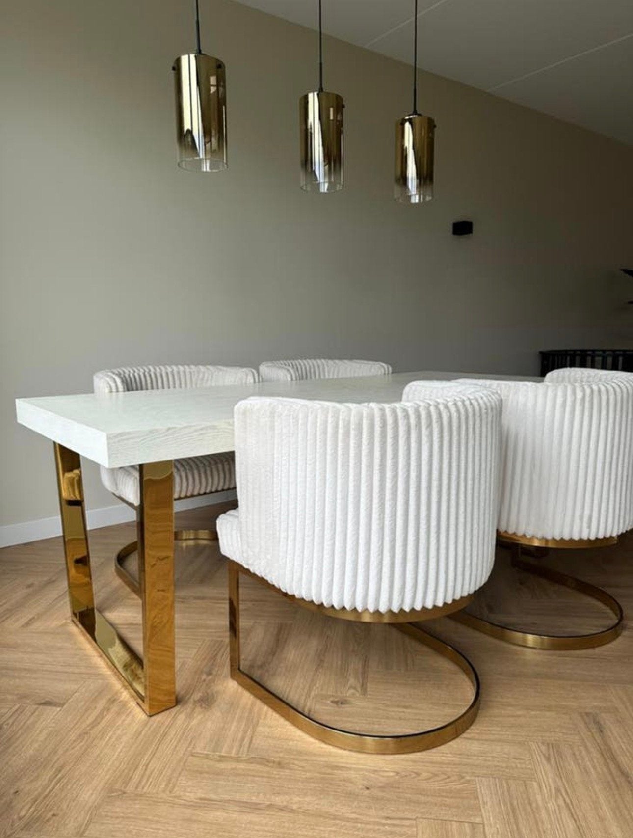 4 luxe eetkamerstoelen, Ophalen, Wit, Zo goed als nieuw, Vier