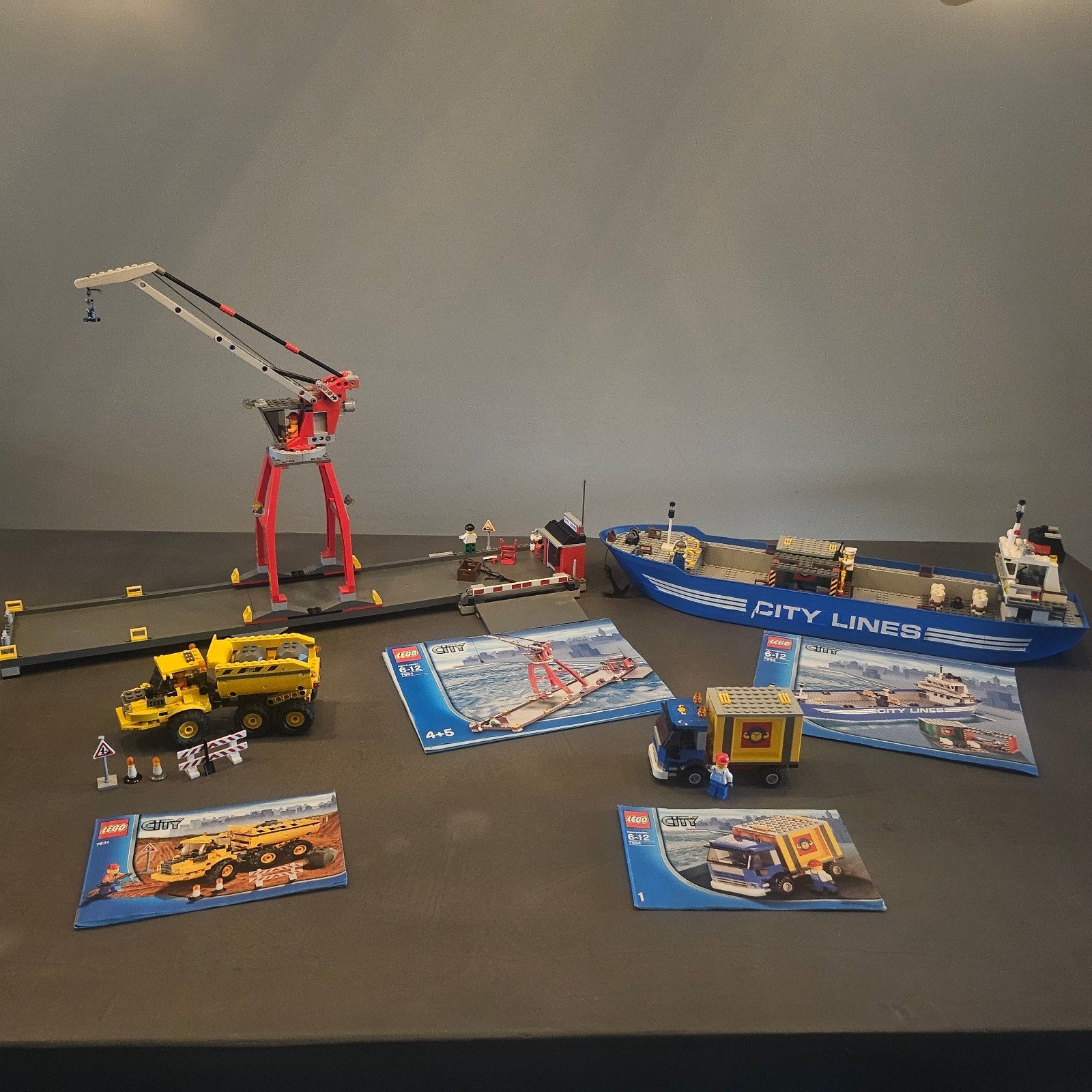 Lego City Haven Set: Kraan, Schip, Vrachtwagen en Kiepwagen, Lego, Ophalen of Verzenden, Inclusief minifiguren, Complete set