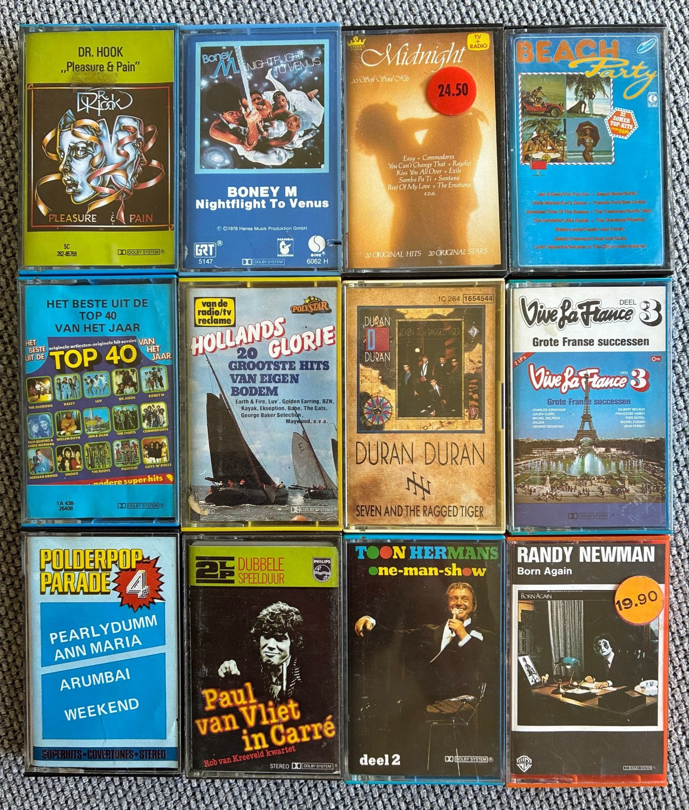 Cassettebandjes collectie - 12 stuks met opbergrek, Cd's en Dvd's, Cassettebandjes, Gebruikt, 2 t/m 25 bandjes, Ophalen of Verzenden