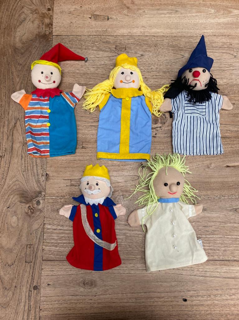 Set handpoppen/poppenkastpoppen koning/prinses/jan klaasen, Ophalen of Verzenden, Zo goed als nieuw, Overige typen