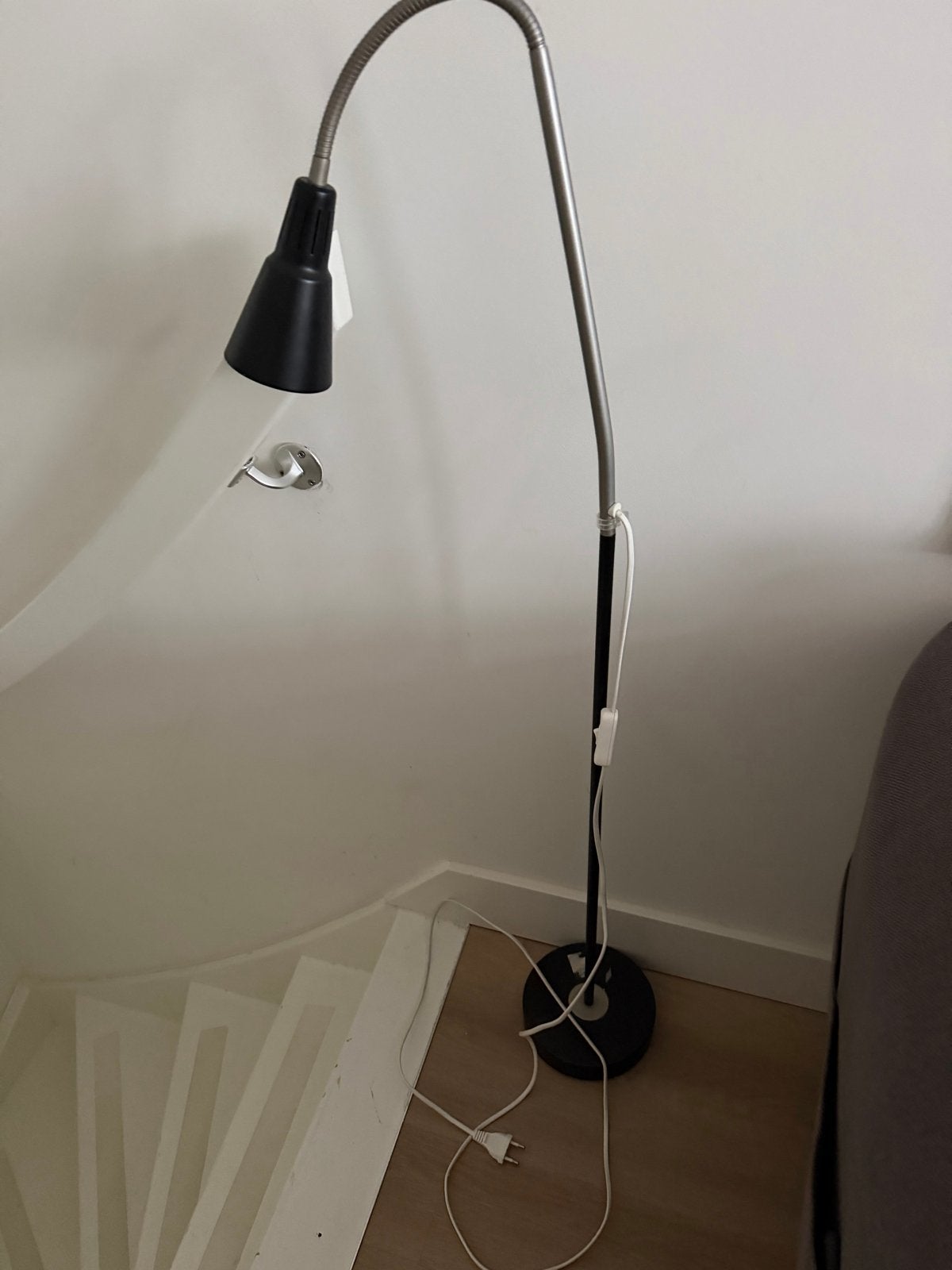 Flexibele leeslamp met gloeilamp, Gebruikt, 100 tot 150 cm, Metaal, E27 (groot)