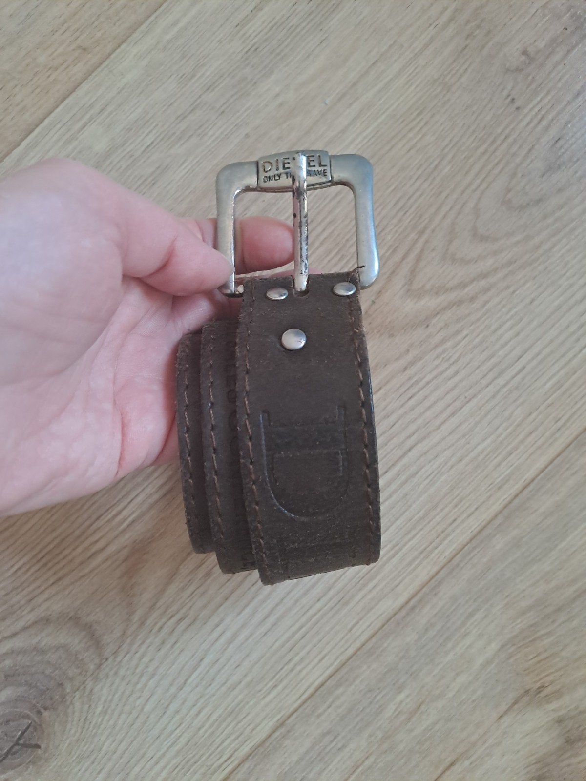 Leren riem Diesel, Kleding | Dames, Riemen en Ceinturen, 80 tot 90 cm, Bruin, Tailleriem, Ophalen of Verzenden