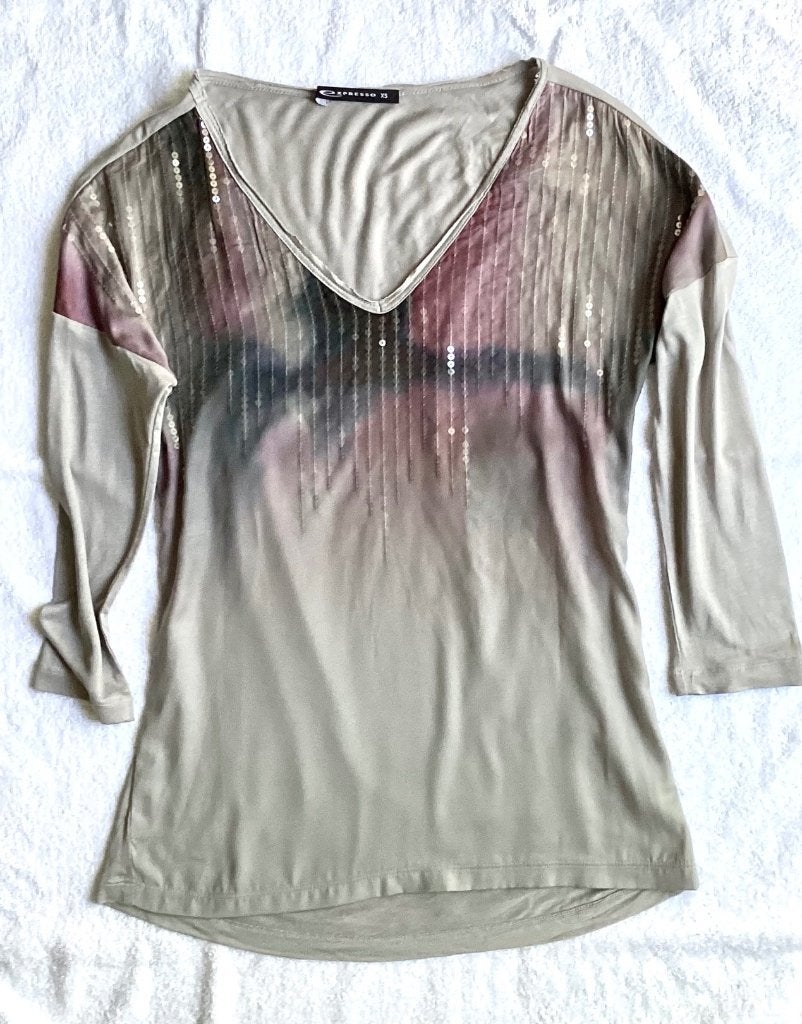 Prachtige EXPRESSO Pailletten Zomer Top mt XS, Kleding | Dames, Ophalen, Expresso, Zo goed als nieuw, Lange mouw