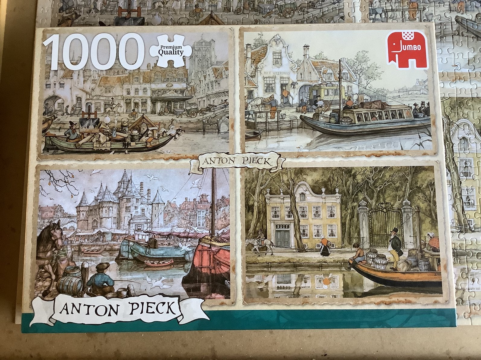 Anton Pieck puzzel  Boten in de Gracht  1000 stukjes, Ophalen, 500 t/m 1500 stukjes, Zo goed als nieuw