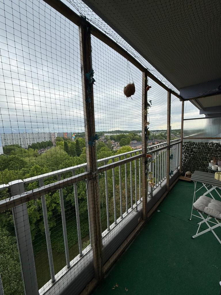 Katten net hout / balkon afzetting, Ophalen