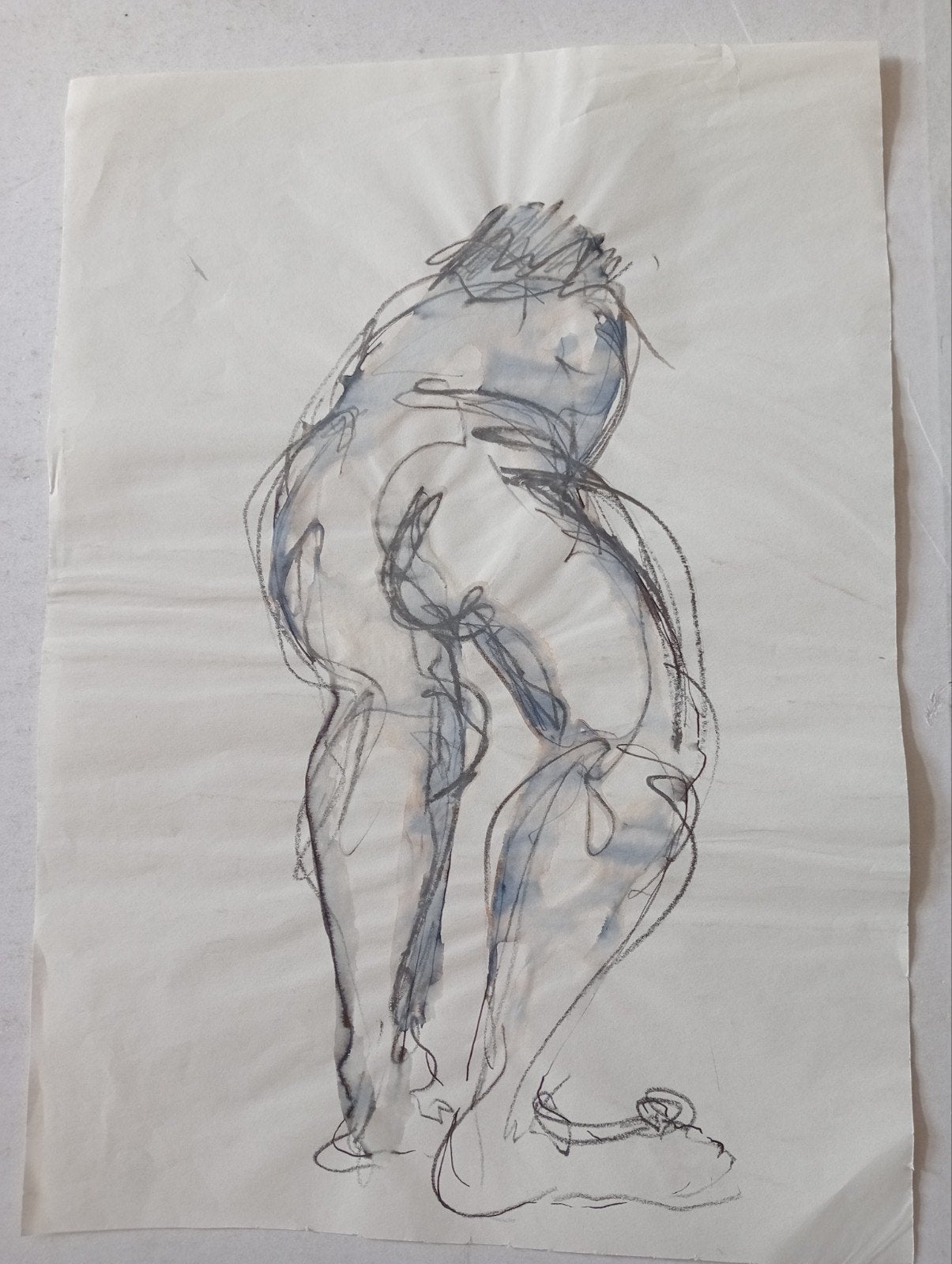 Aquarel naakt figuur jaren 90, Antiek en Kunst, Ophalen of Verzenden