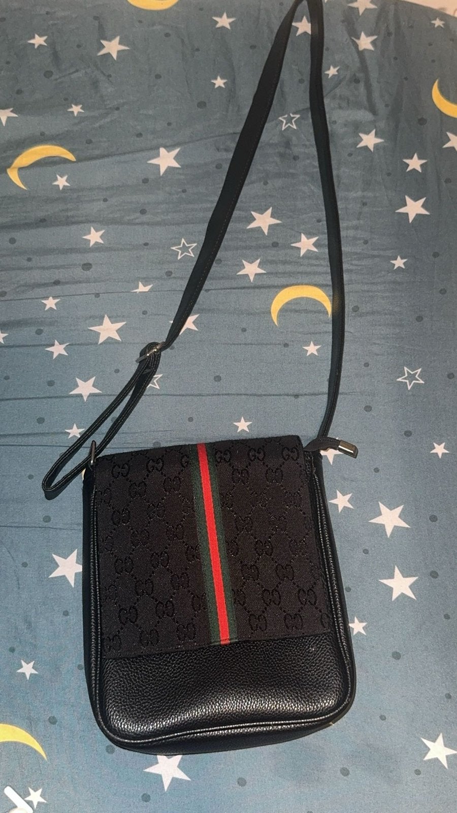 Gucci schoudertas zwart met rood/groene streep, Overige merken, Gebruikt, Zwart, Ophalen of Verzenden