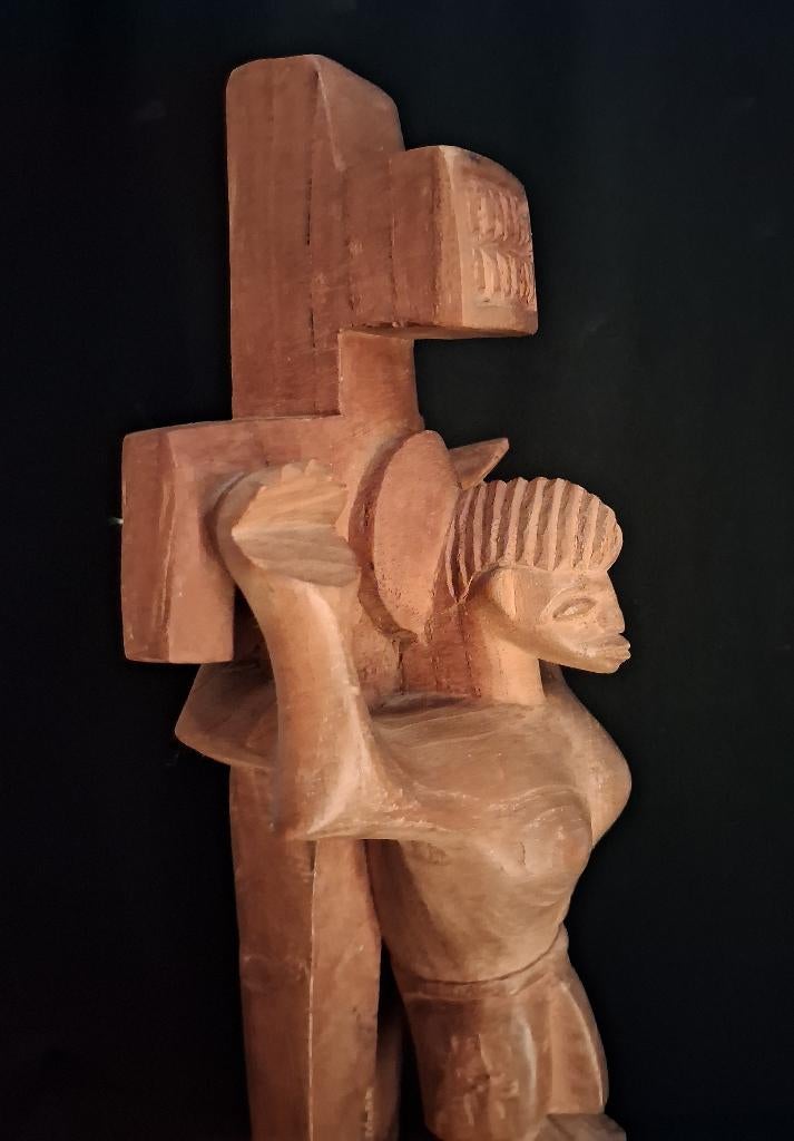 Kruis religie Afrika Senufo stam, Ivoorkust Vintage Crucifix, Antiek en Kunst, Ophalen of Verzenden