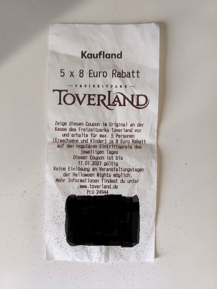 Kortingsbon Toverland € 8-, korting p.p.  ( max 5 personen ), Tickets en Kaartjes, Drie personen of meer, Kortingsbon, Pretpark