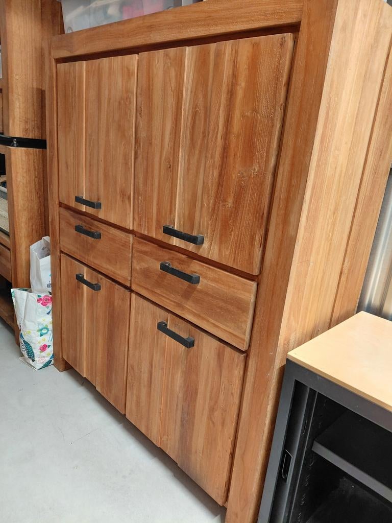 Teak Houten Meubelset, Ophalen, Gebruikt, Teakhout, Landelijk, Robuust, Natuurlijk
