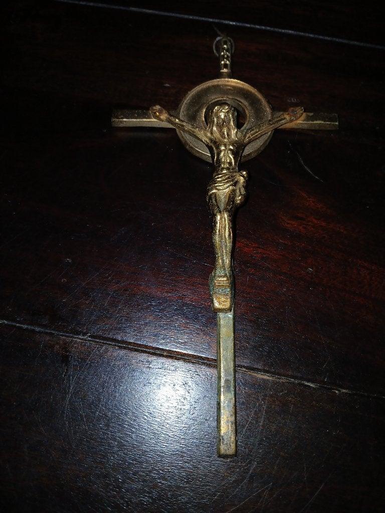 Antiek Bronzen Kruisbeeld - Christus aan het Kruis, Ophalen of Verzenden