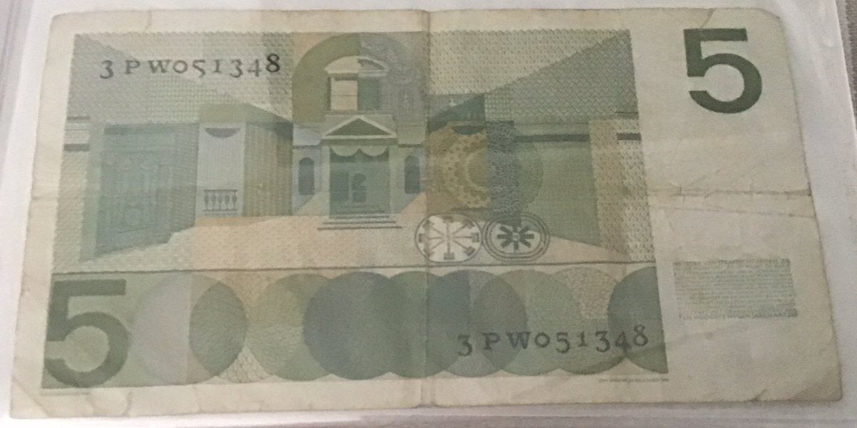 Een oud briefje van vijf gulden., Postzegels en Munten, Bankbiljetten | Nederland, Ophalen, 5 gulden, Los biljet