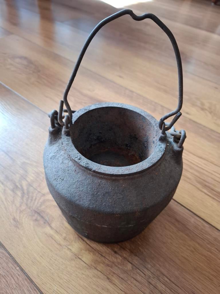 Antieke gietijzeren beender lijmpot, Ophalen of Verzenden
