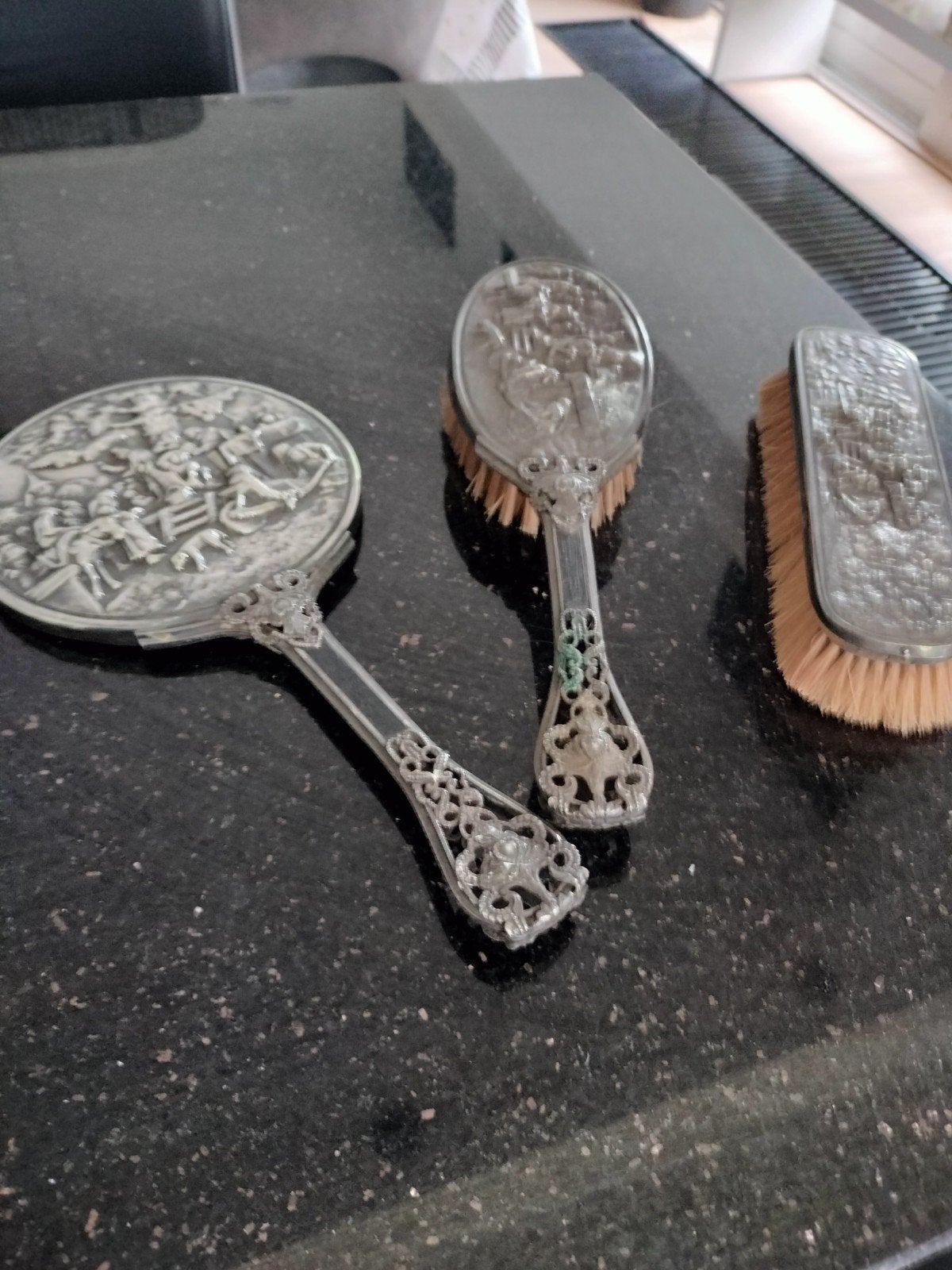 een verzilverd kapstel, Antiek en Kunst, Ophalen of Verzenden, Zilver