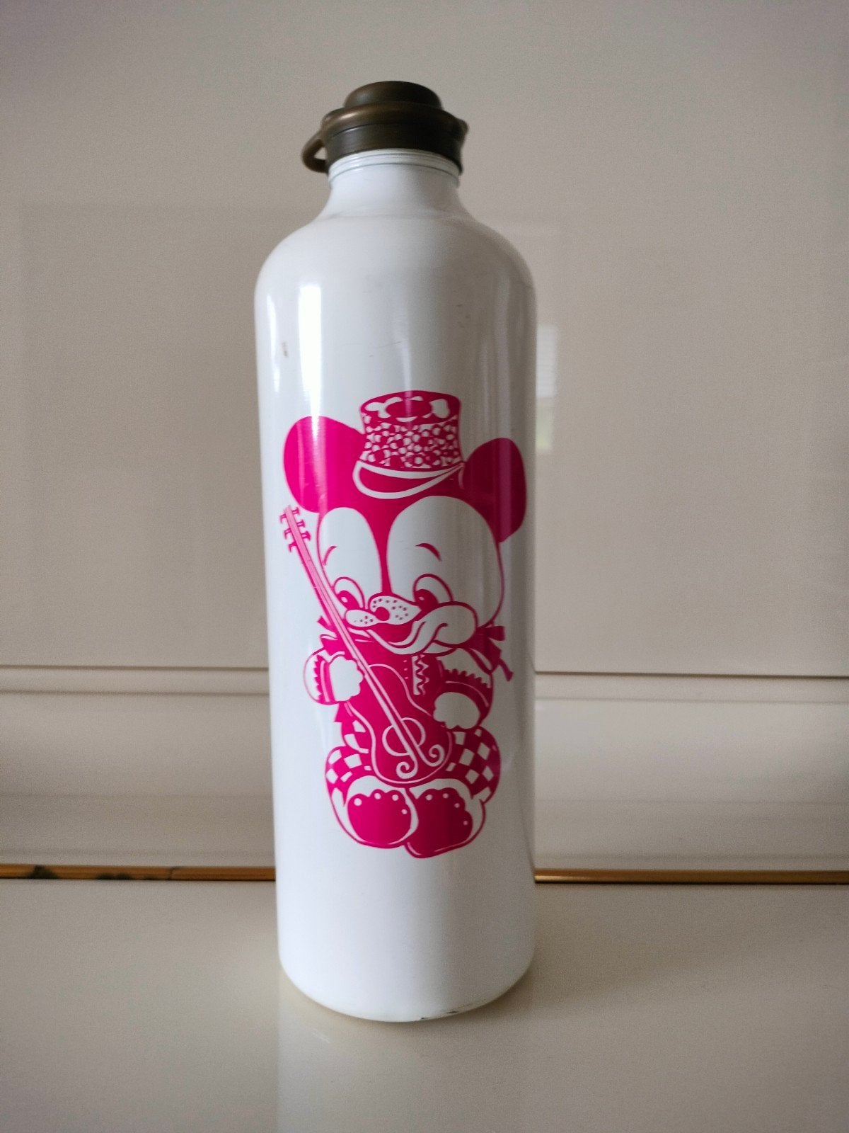 Vintage aluminium kruik met print, Ophalen of Verzenden