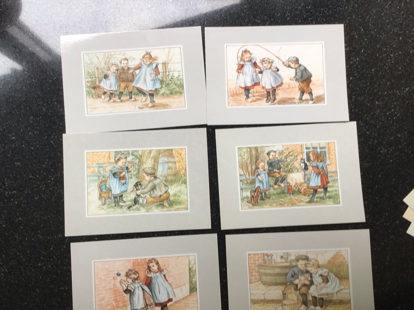 Set van 9 vintage kinderkaarten diverse scènes, Ophalen of Verzenden