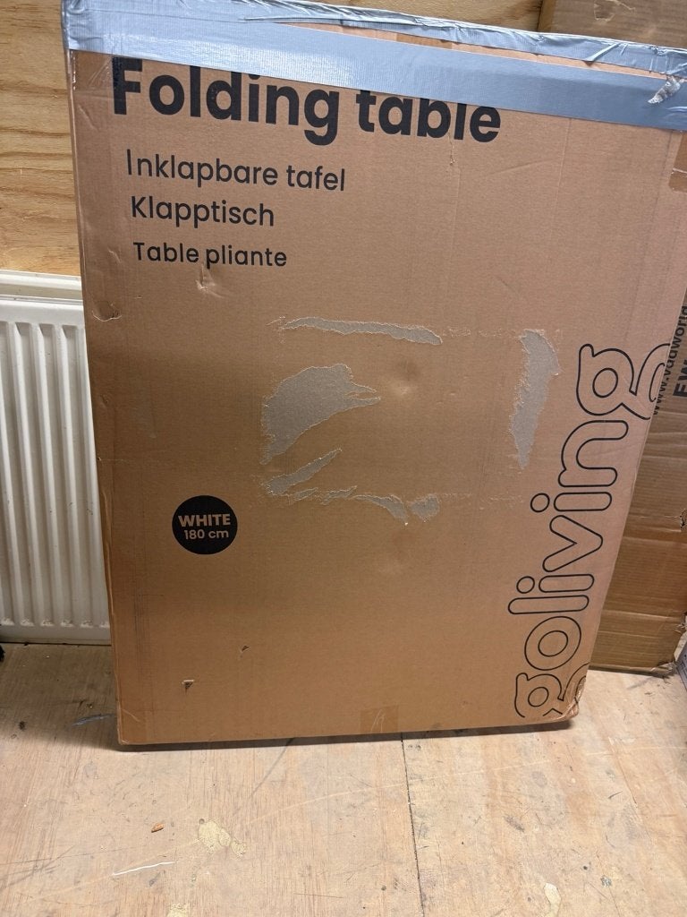 Witte inklapbare tafel 180 cm gebruikt, Ophalen, 50 tot 100 cm, Vijf personen of meer, 150 tot 200 cm