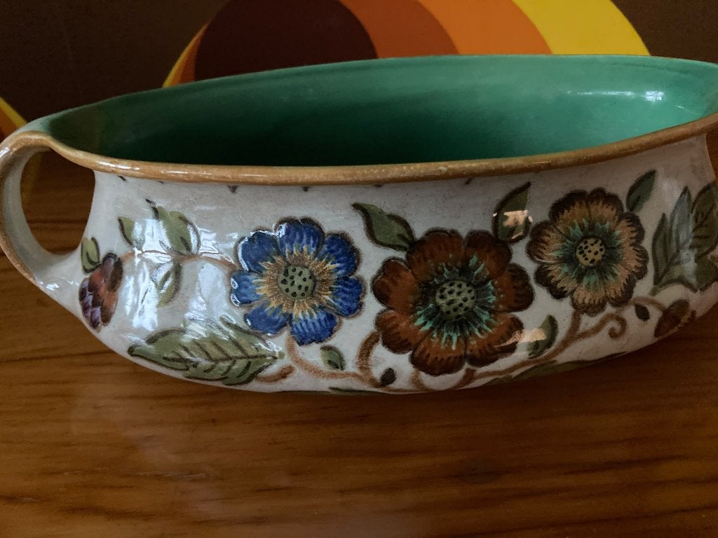 Vintage bloempot Gouda Holland Polo 2961bloemenmotief, Ophalen of Verzenden