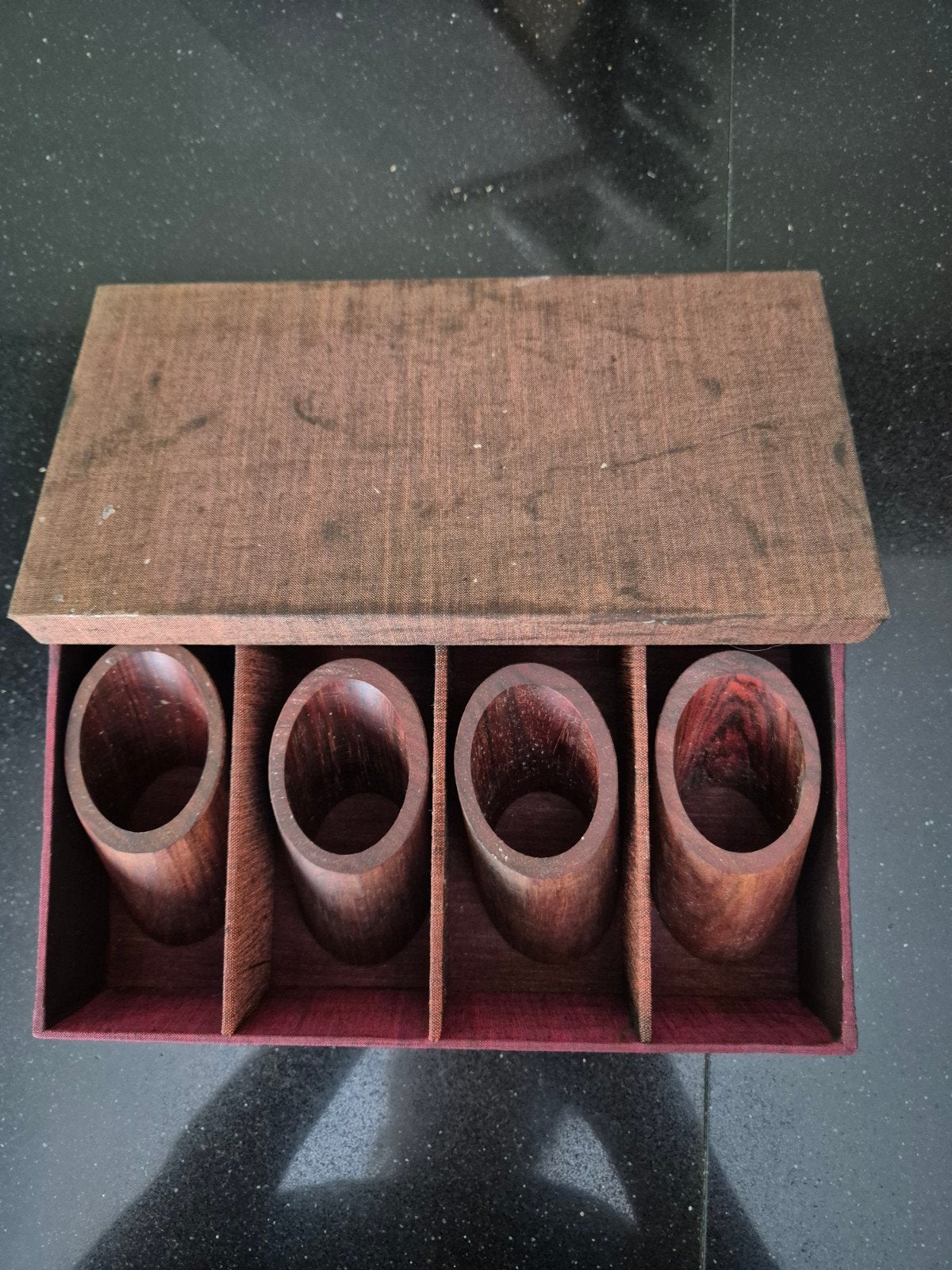 Set van 4 houten servetringen in doos, Ophalen of Verzenden