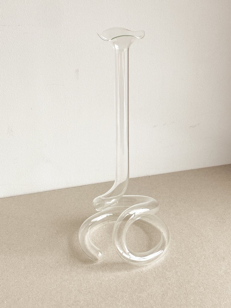 Elegante ranke solifleur, glazen reageerbuis krul vaas, 23 cm, Transparant, Ophalen of Verzenden, Glas