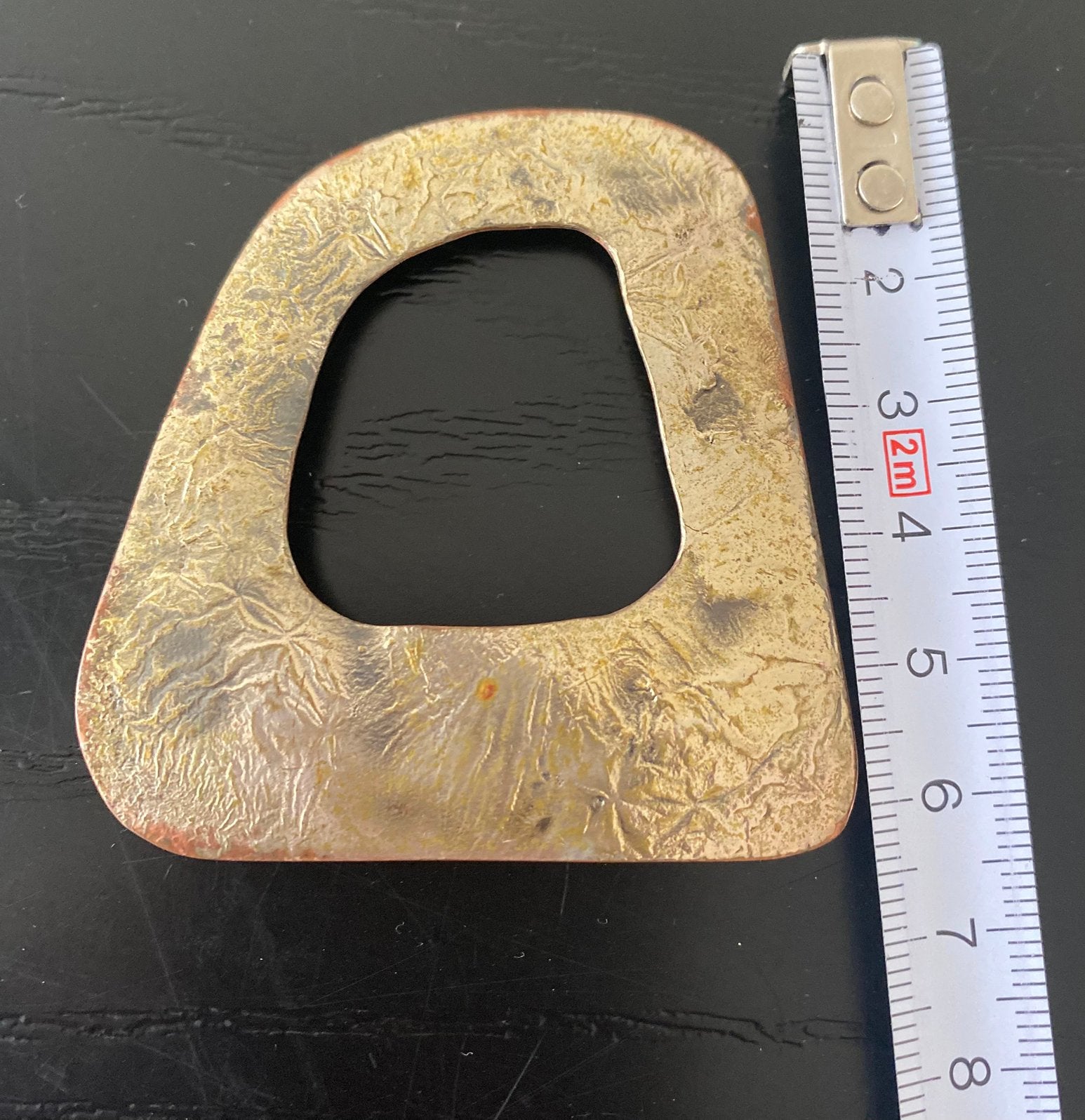 Vintage abstracte emaille op koper broche - 6 cm, Ophalen of Verzenden, Zo goed als nieuw