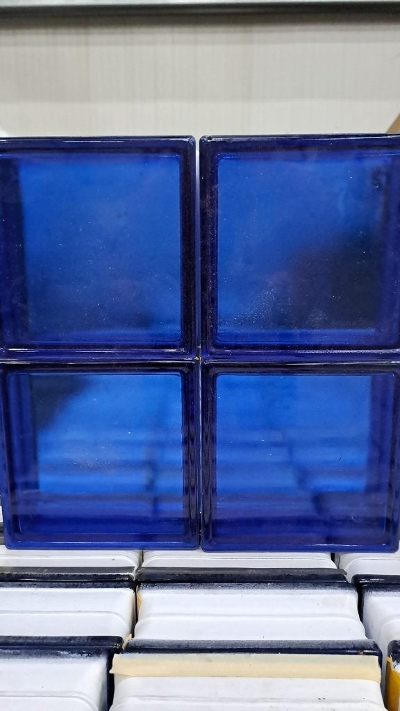 Glazen bouwstenen blauw glasblokken 20x20x8cm 62 stuks, Ophalen, Gebruikt, Overige typen