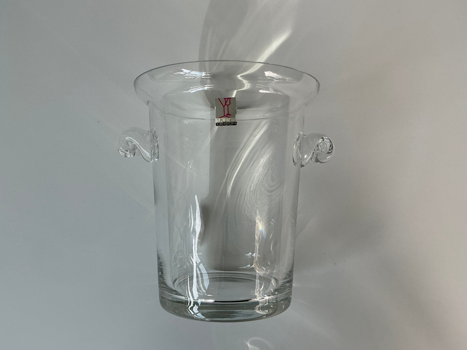 Vintage wijnkoeler / ijsemmer zwaar helder glas 17/17cm, Ophalen of Verzenden
