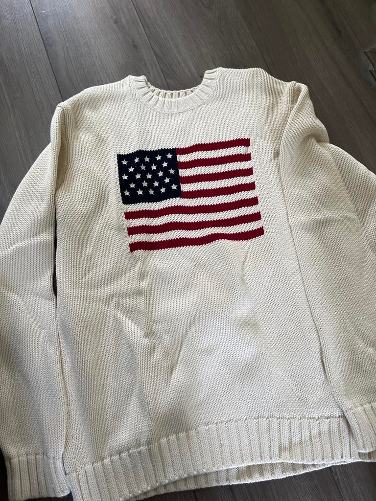 Brandy Melville trui met Amerikaanse vlag, Ophalen of Verzenden, Gedragen, Maat 36 (S), Wit