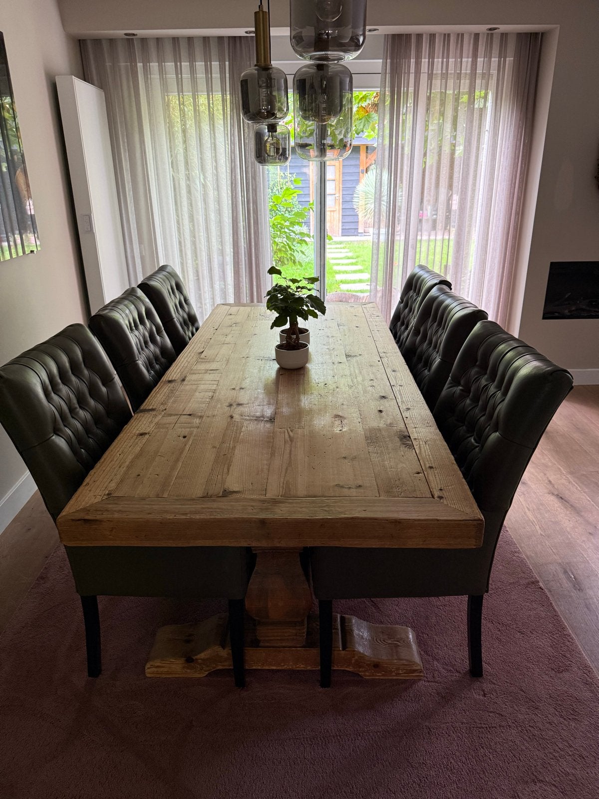 Robuuste eettafel met 6 stoelen - Landelijke stijl, Huis en Inrichting, Tafels | Eettafels, Gebruikt, 200 cm of meer, Vijf personen of meer