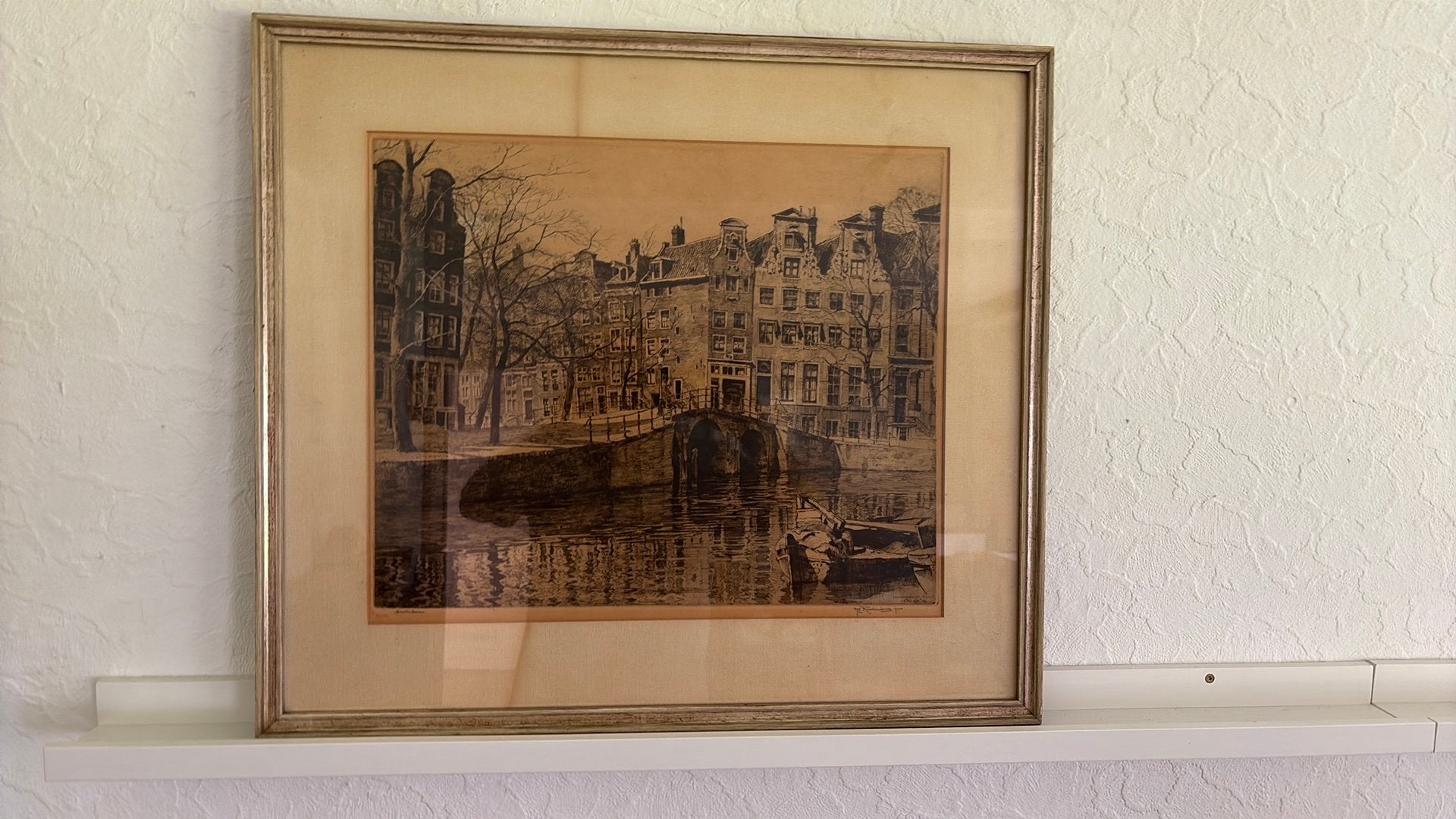 Hendrik Elias Roodenburg - Herengracht 1930 - 1931, Antiek en Kunst, Ingelijst, Ets, Stadsgezicht, Ophalen of Verzenden