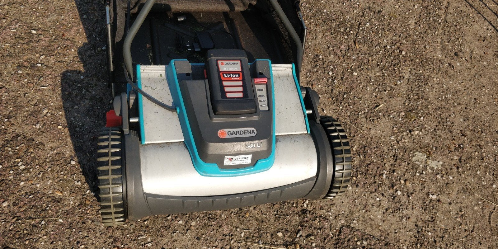 Gardena 380Li accu kooimaaier met opvangbak en lader., Ophalen, Gebruikt, Gardena., 50 cm of meer