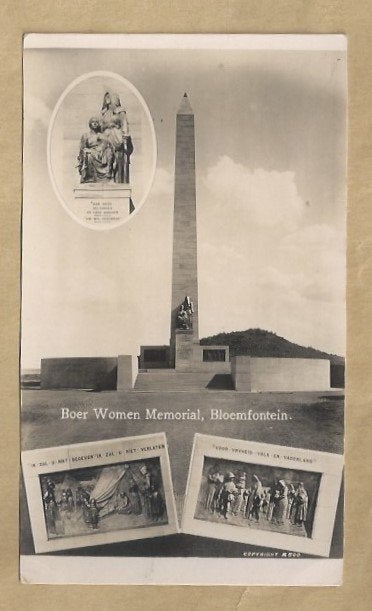 Boer Women Memorial, Bloemfontein - Oude Ansichtkaart, Ophalen of Verzenden, Voor 1920, Gelopen, Buiten Europa