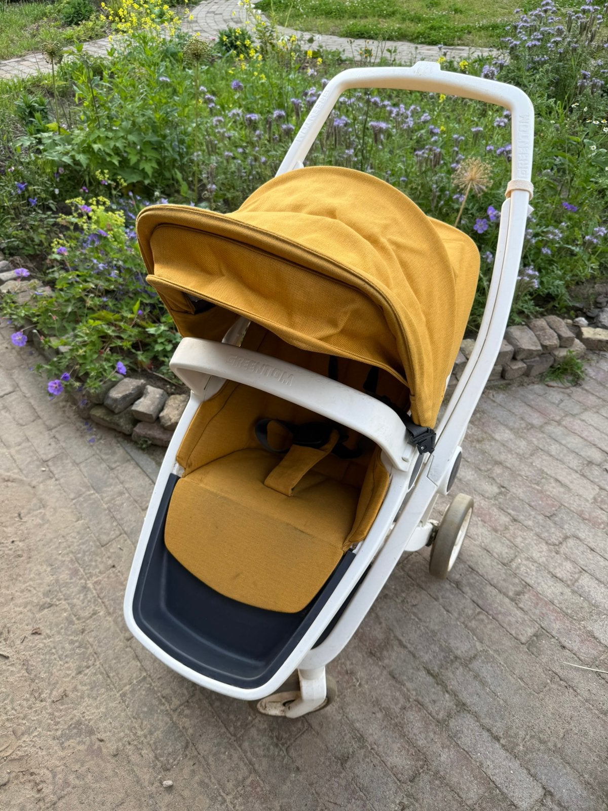 Greentom 2 in 1 (kinderwagen en buggy) geel, Kinderen en Baby's, Kinderwagens en Combinaties, Ophalen, Zo goed als nieuw, Overige merken