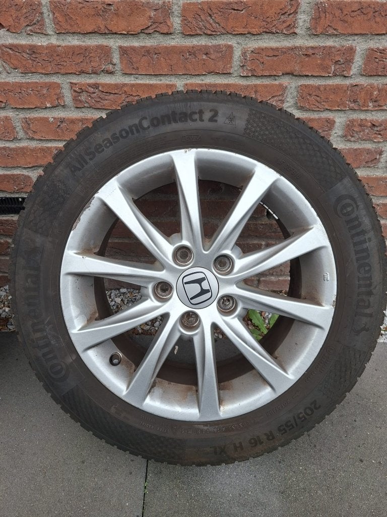 16 inch Honda velgen met ZGAN All season banden 5x114,3, Ophalen, Gebruikt, 16 inch, Banden en Velgen